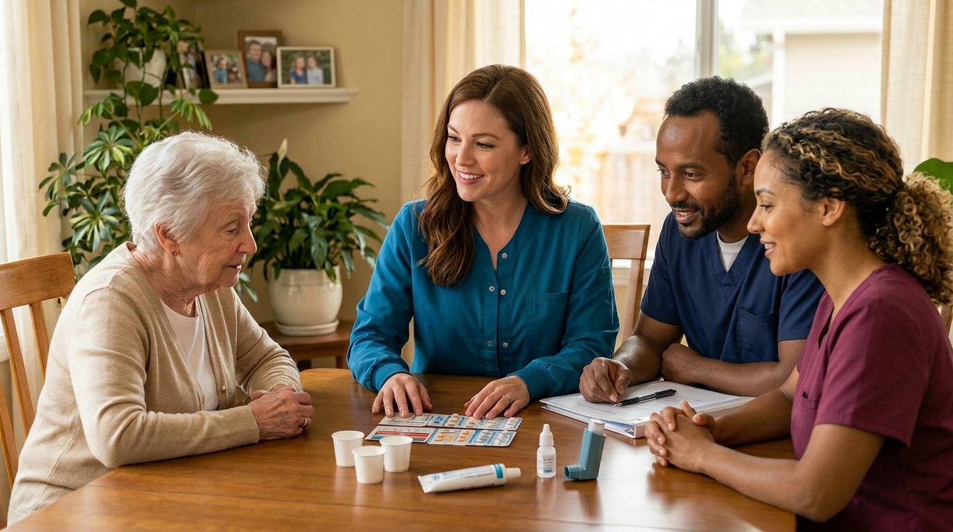 Professional nurse delegator working in an organized modern workspace